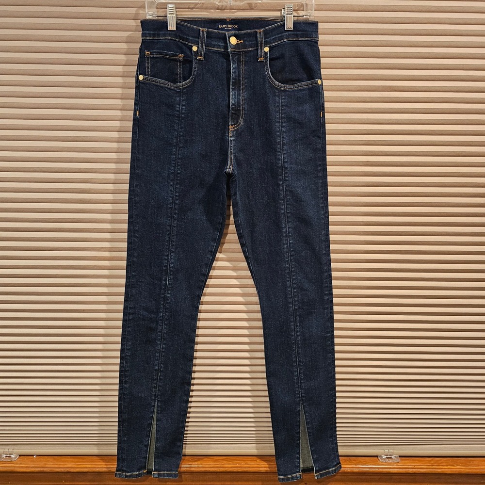 Ramy Brook Dark Rinse Split Hem Skinny Jeans Front Seam High Rise 29 D0822503